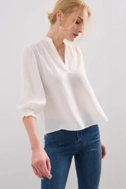 V-neck Blouse With Ruching Detail