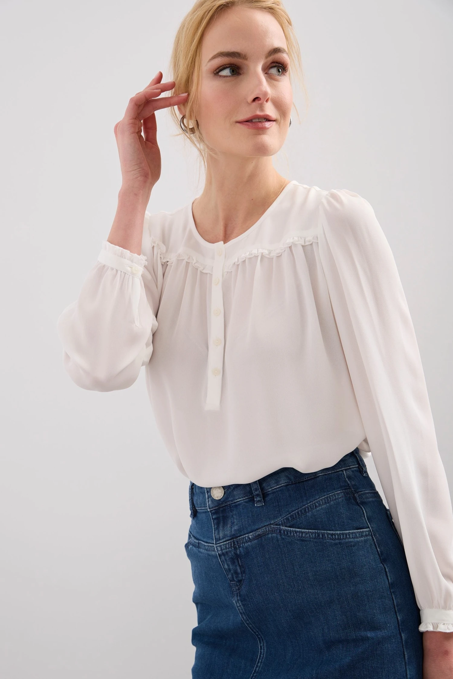 Blouse With Frill And Buttons In The Front - Image 2