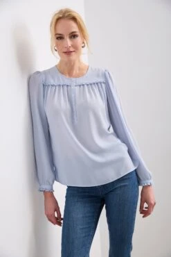 Blouse With Frill And Buttons In The Front