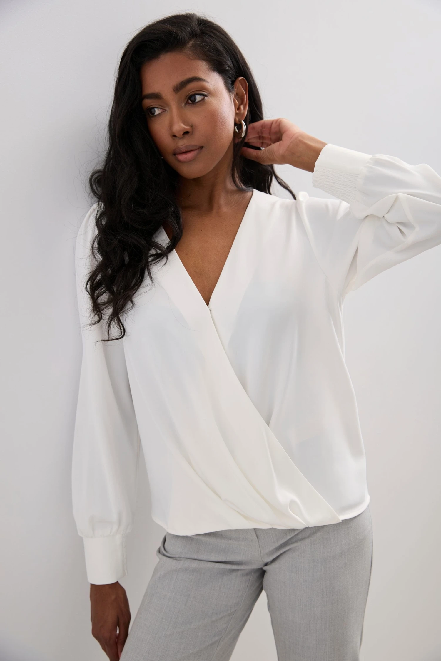 Long-sleeved Blouse With A Draped Front - Image 5