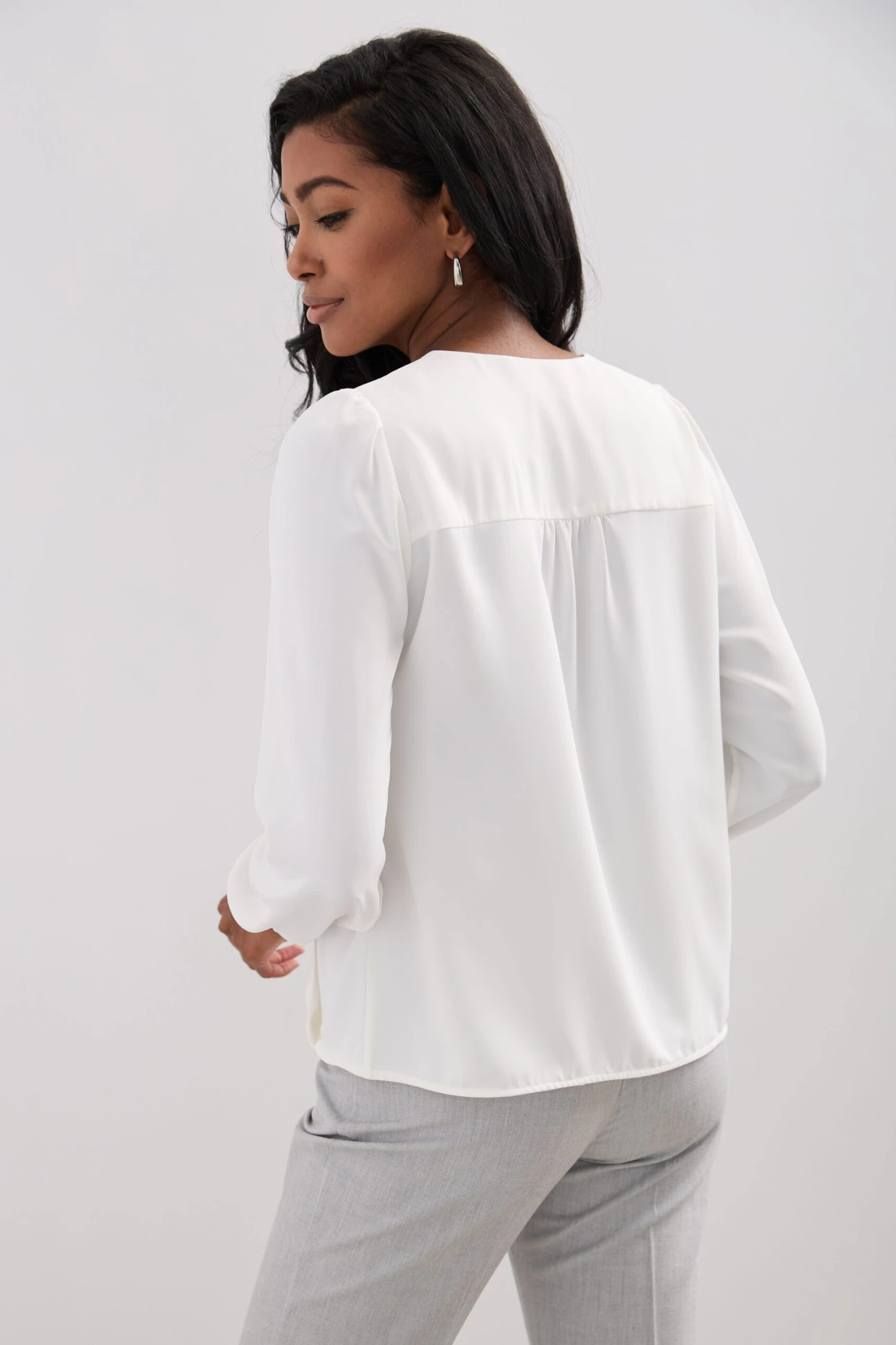 Long-sleeved Blouse With A Draped Front - Image 4