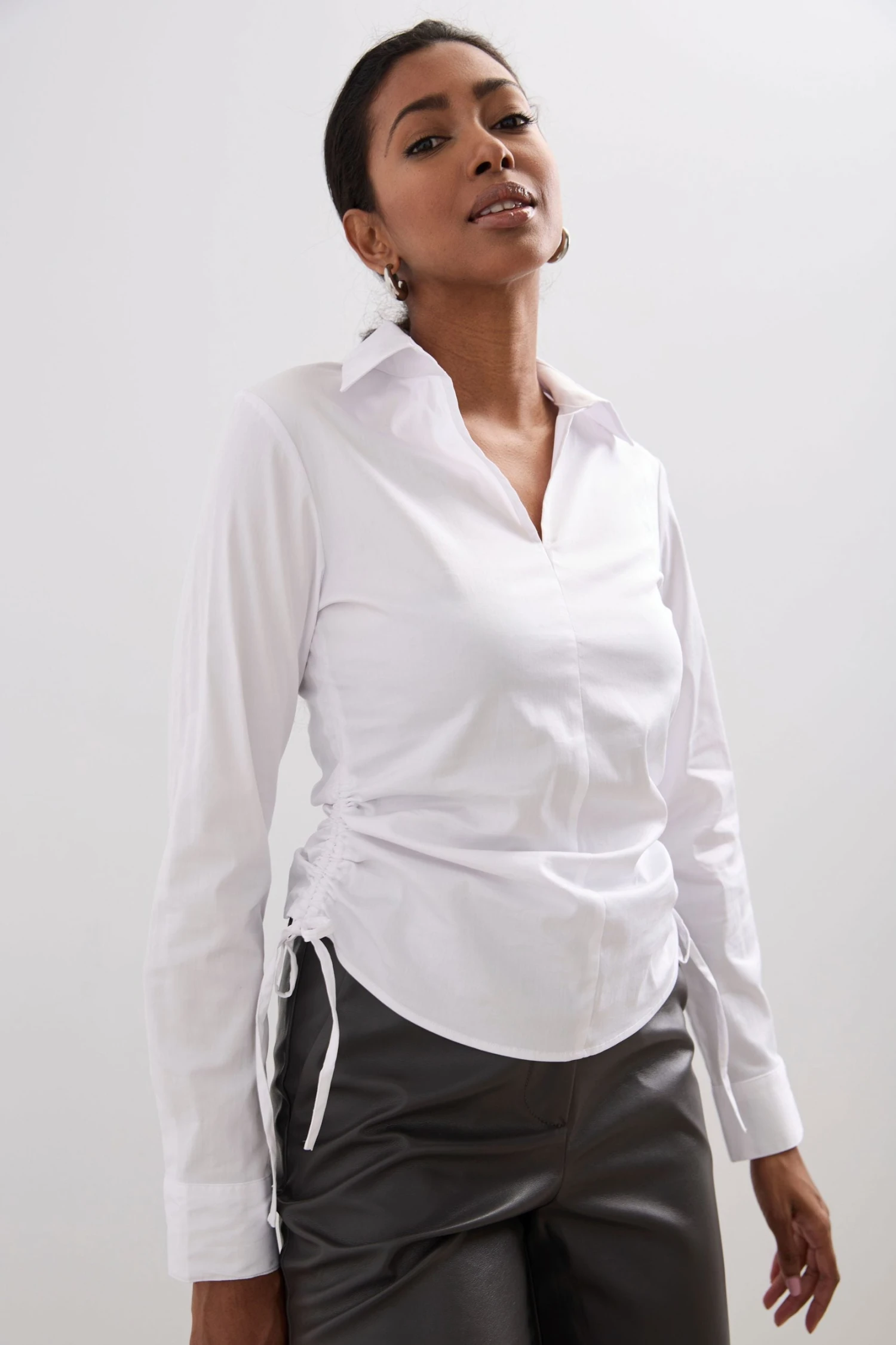 Poplin Shirt With Gathers