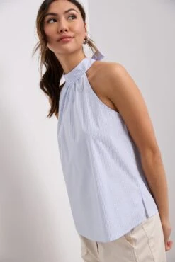 Striped Poplin Halter Top