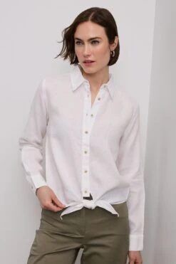 Tie-front Linen Shirt