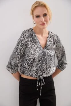 Printed V Neck Blouse