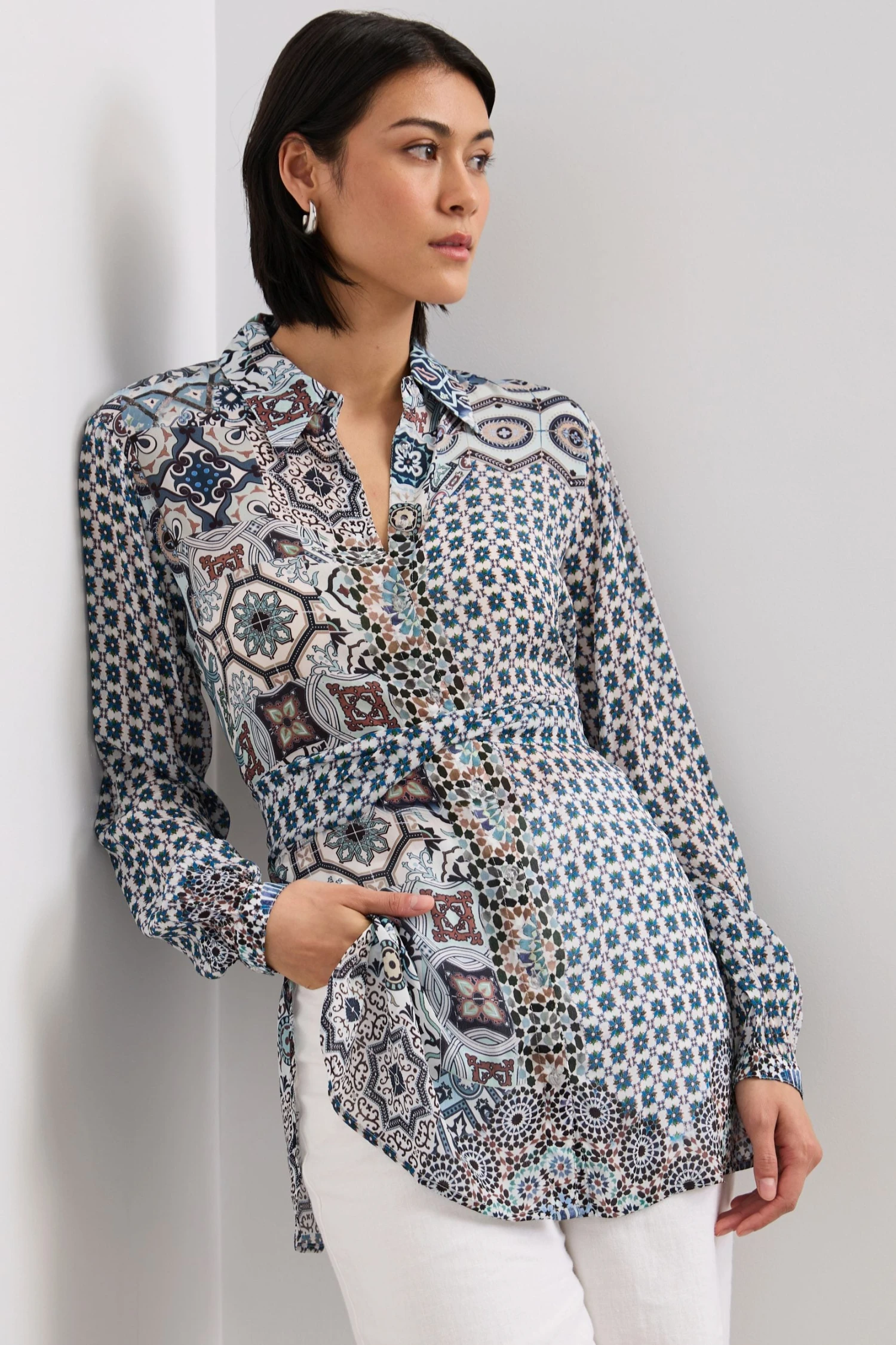 Printed Shirt With Belt
