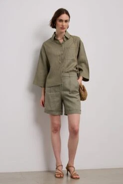 Oversized Crop Linen Blouse