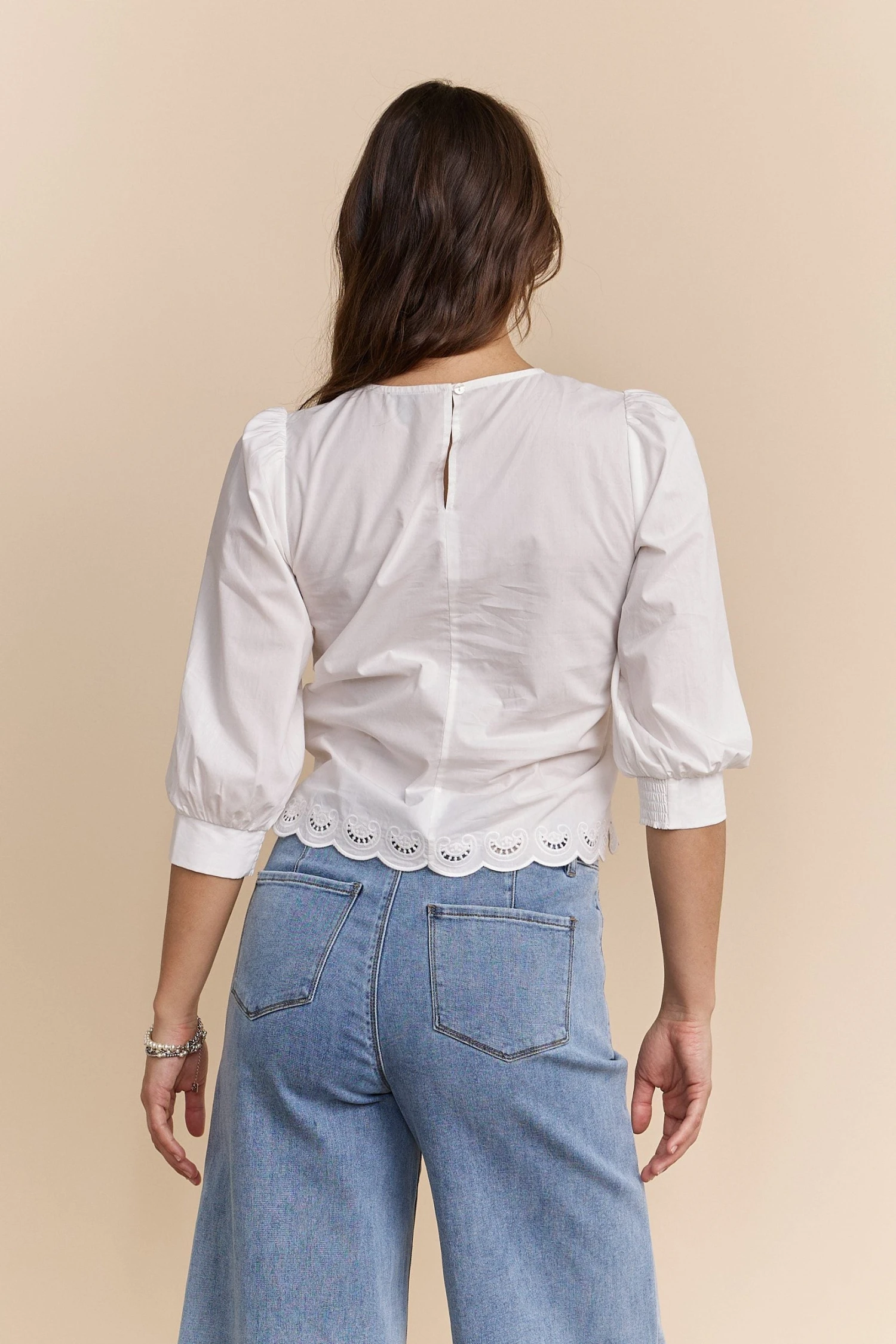Puffy Sleeve Blouse With Embroidery - Image 2
