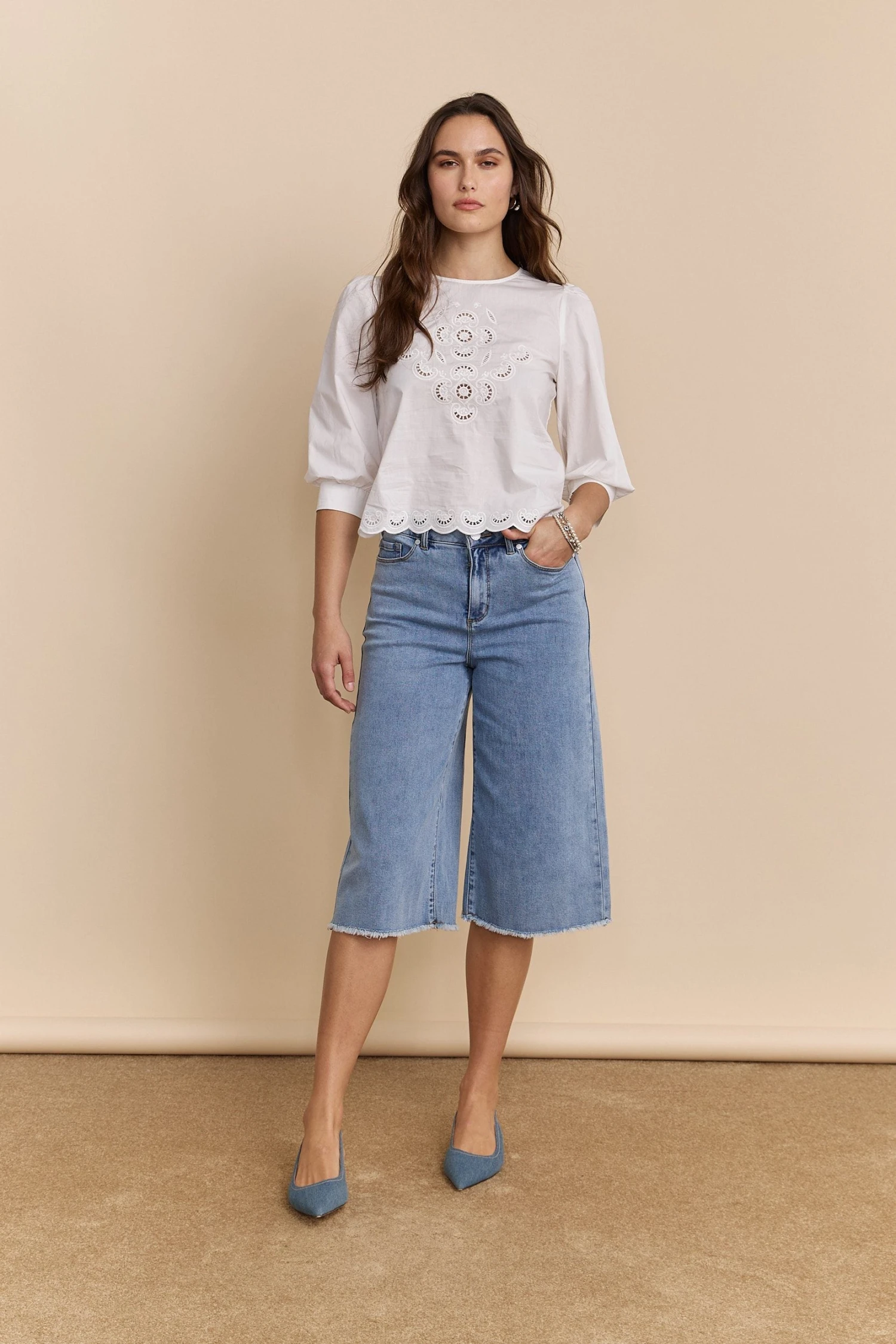 Puffy Sleeve Blouse With Embroidery - Image 4