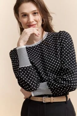 Polka Dot Blouse With Puffy Sleeves