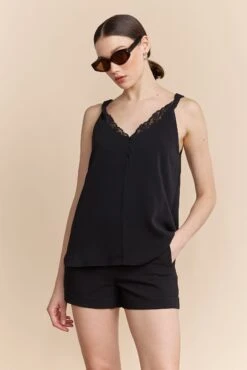 Sleeveless Top With Lace Details