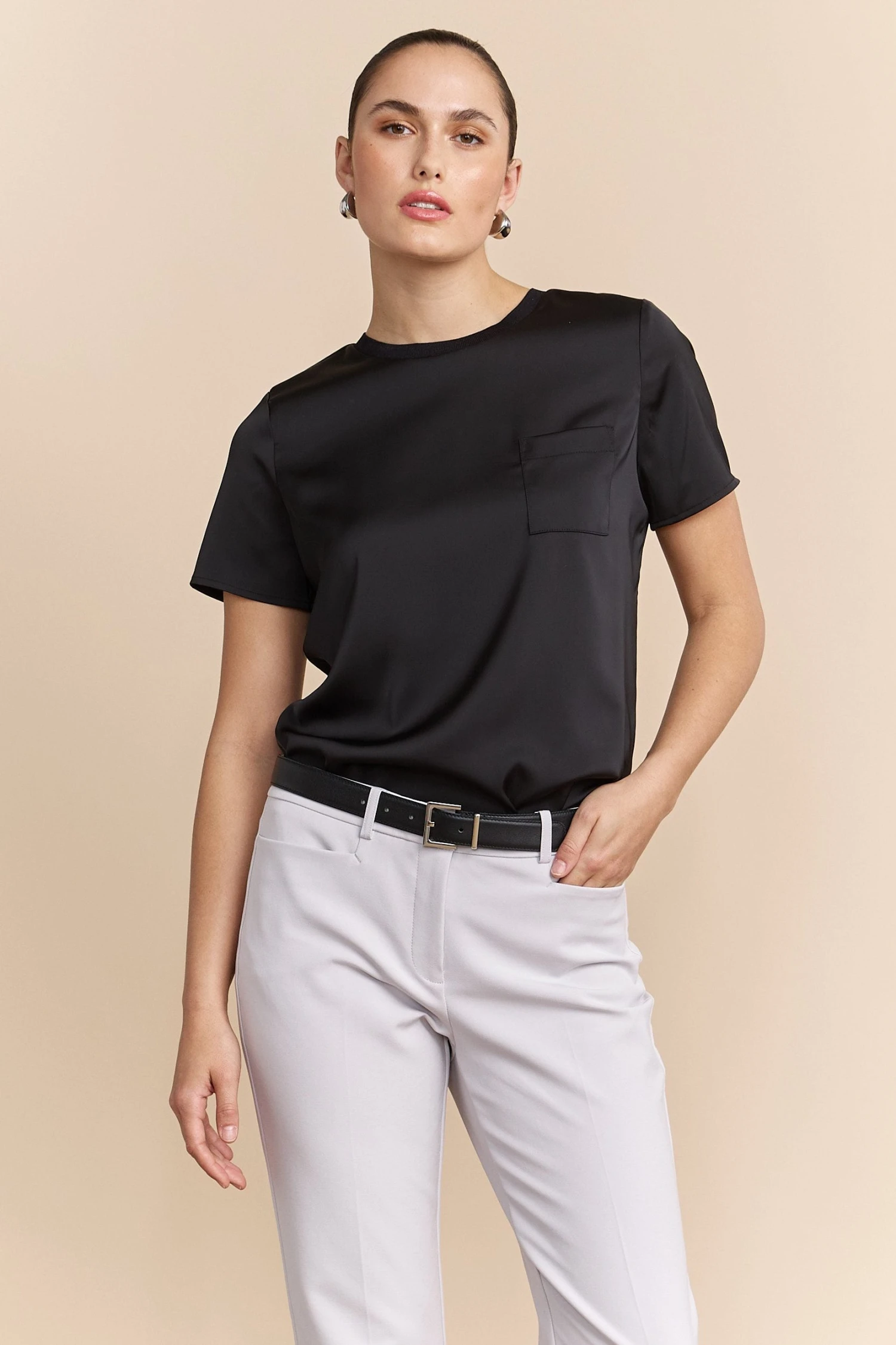 Satin Short Sleeves Top - Image 2