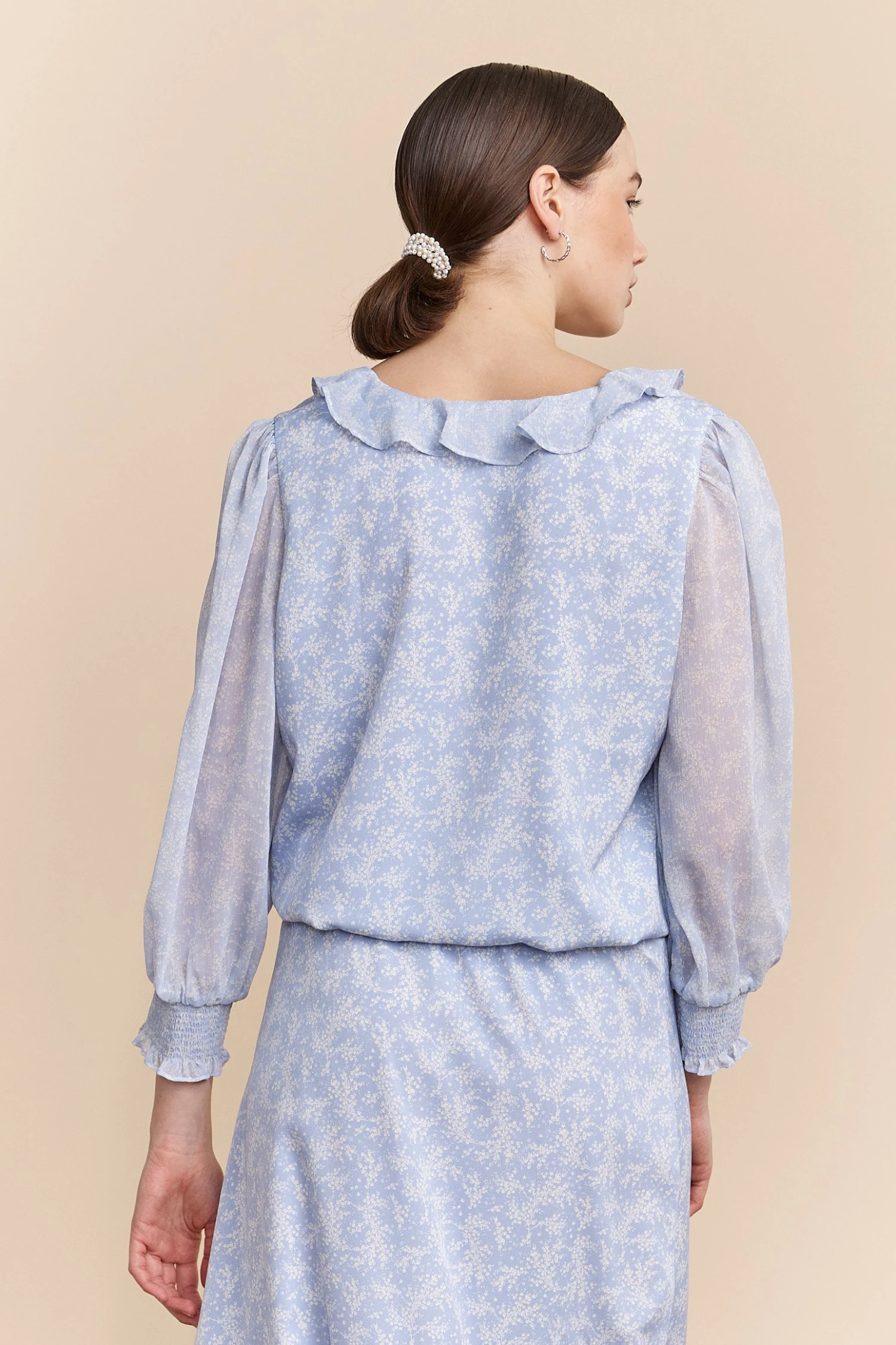 Floral Printed Blouse With Frills - Image 3