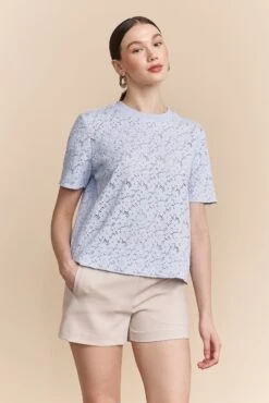 Lace Boxy Short Sleeve Top