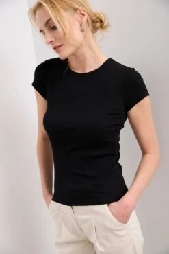 Rib T-shirt With Crew Neck