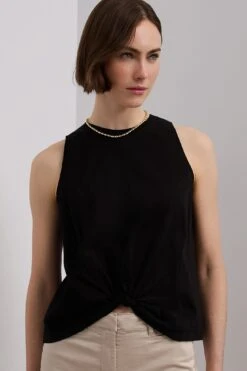 Sleeveless Jersey Top With Twisted Straps