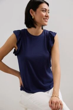 T-shirt With Ruffled Sleeves
