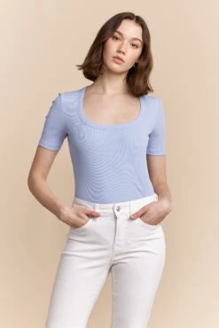 Ribbed T-shirt With Scoop Neck