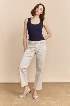 Ribbed Tank Top With Scoop Neck