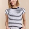 Striped Ribbed T-shirt With Crew Neck