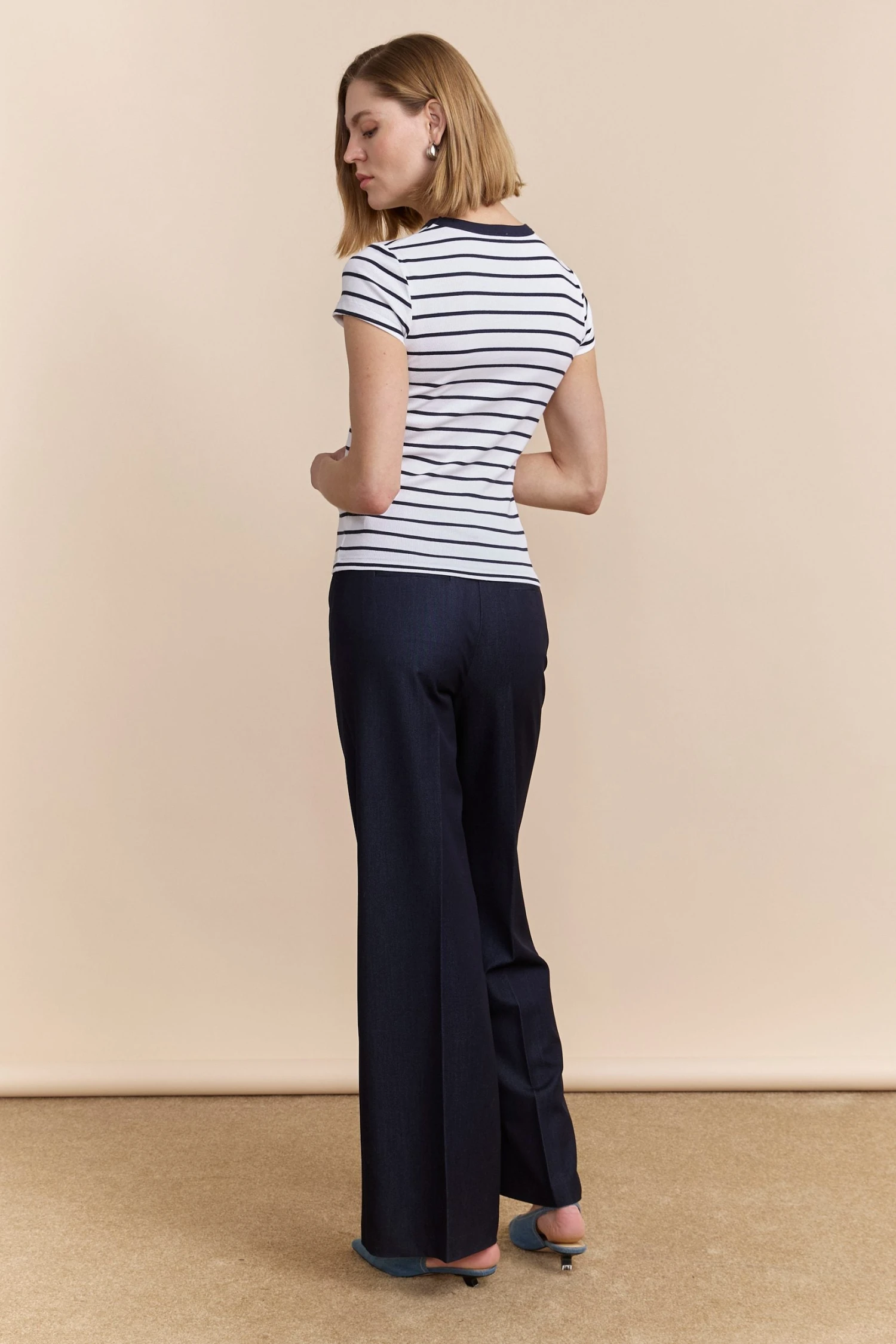 Striped Ribbed T-shirt With Crew Neck - Image 2
