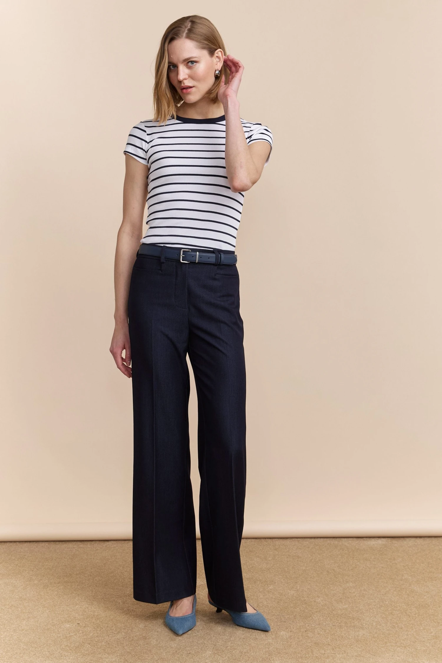Striped Ribbed T-shirt With Crew Neck - Image 3