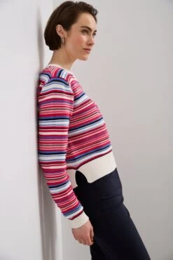 Oversized Multicolored Crew Neck Sweater
