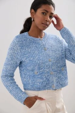 Jewel Buttons Textured Cardigan