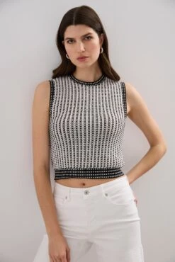 Textured Crochet Knit Top