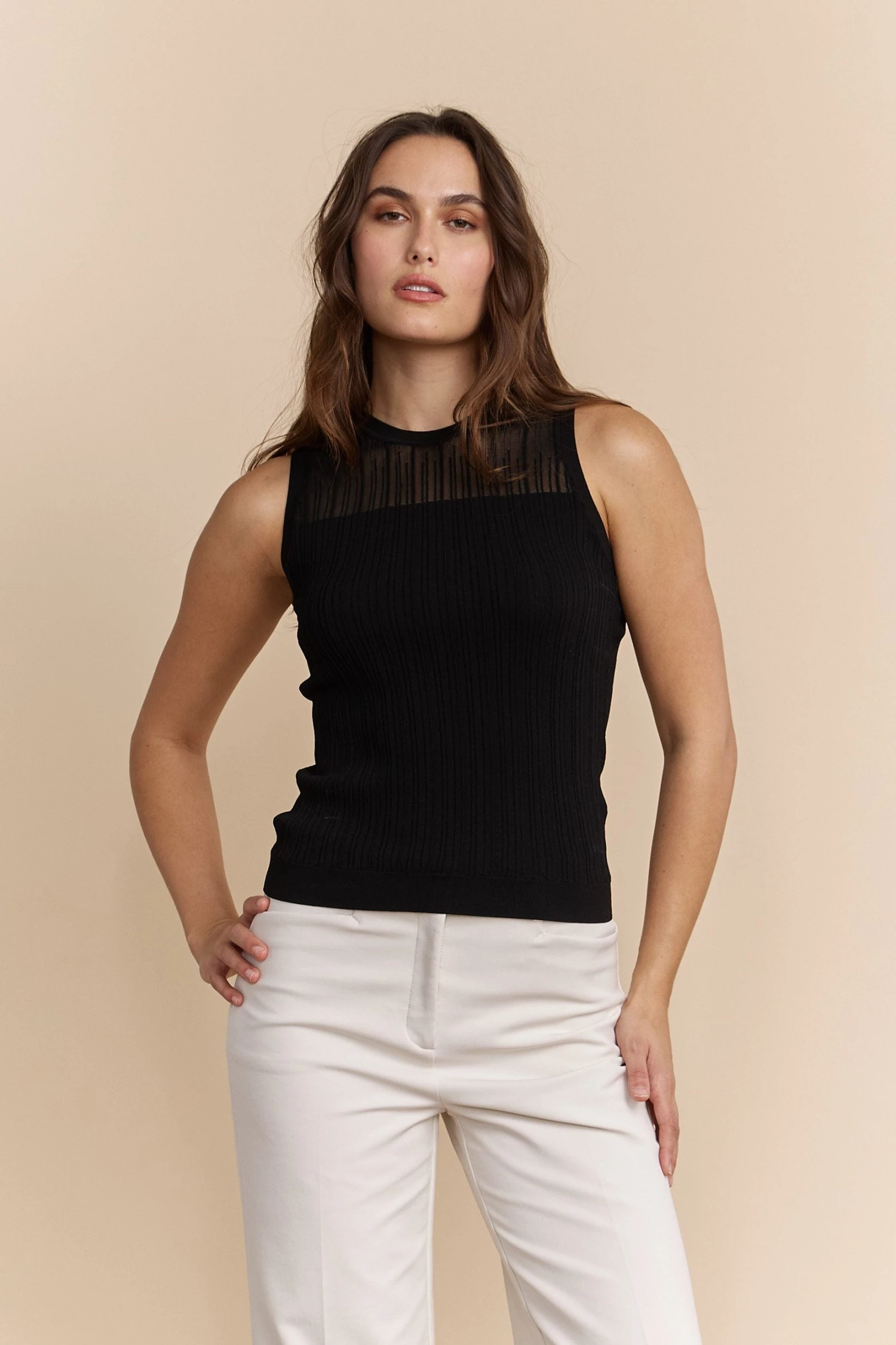 Crew Neck Sleeveless Sweater - Image 4