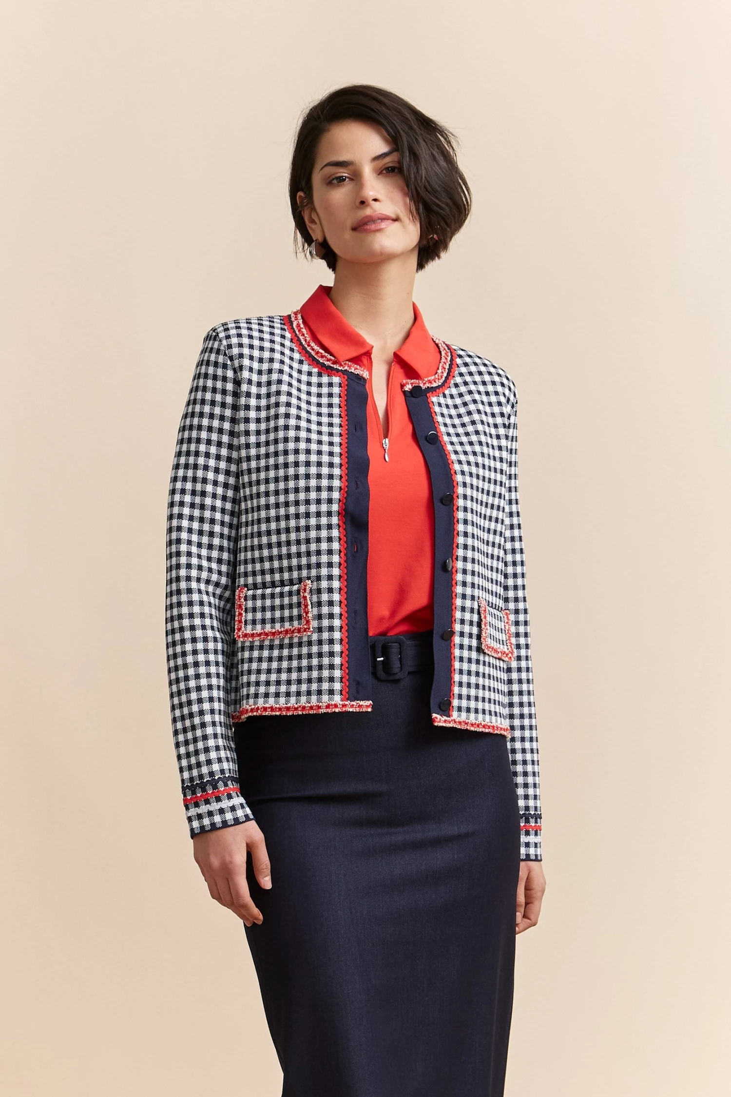 Vichy Print Cardigan