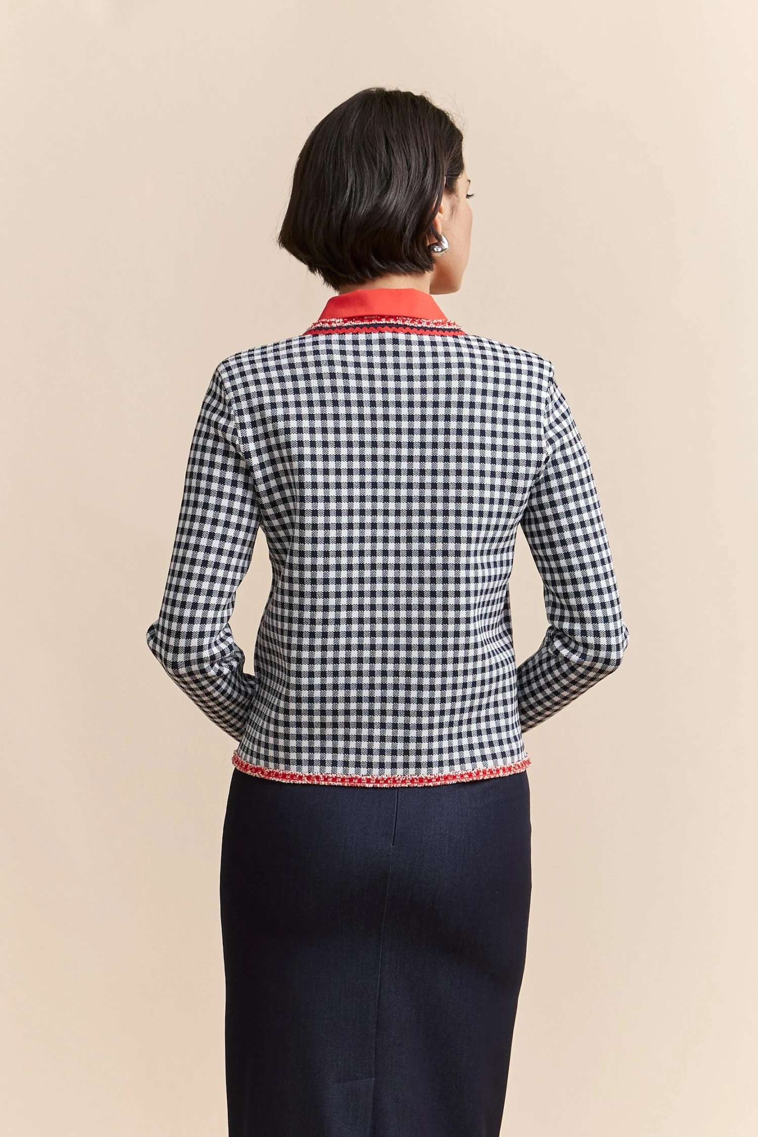 Vichy Print Cardigan - Image 2