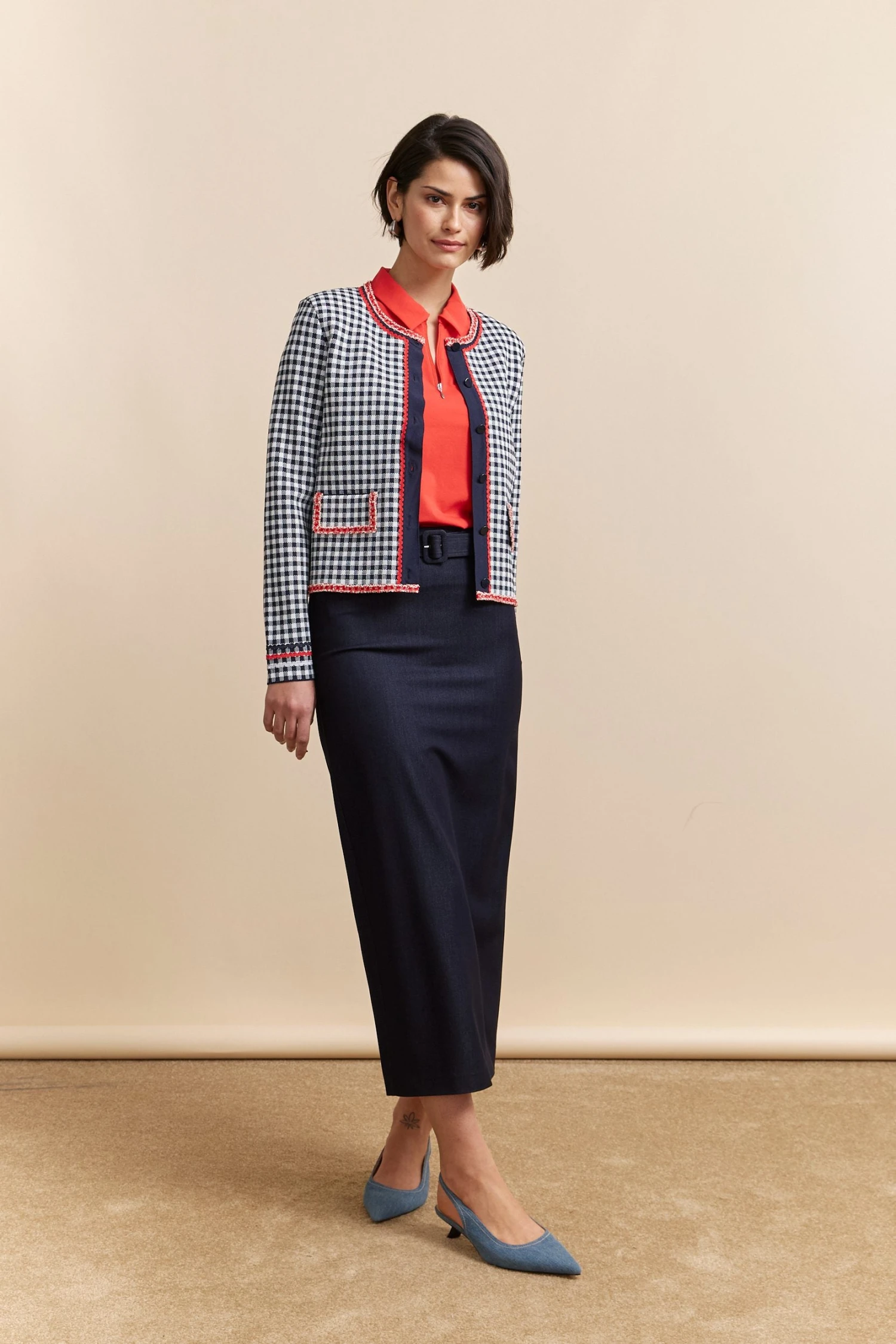 Vichy Print Cardigan - Image 4