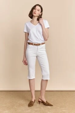 White Push Up Capri With Slit