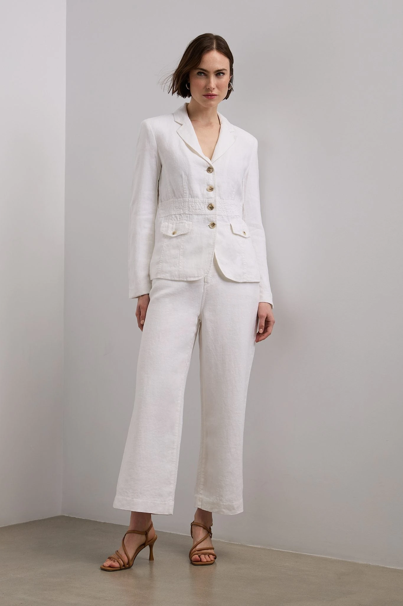 Wide Leg Crop High Waist Linen Pants - Image 5