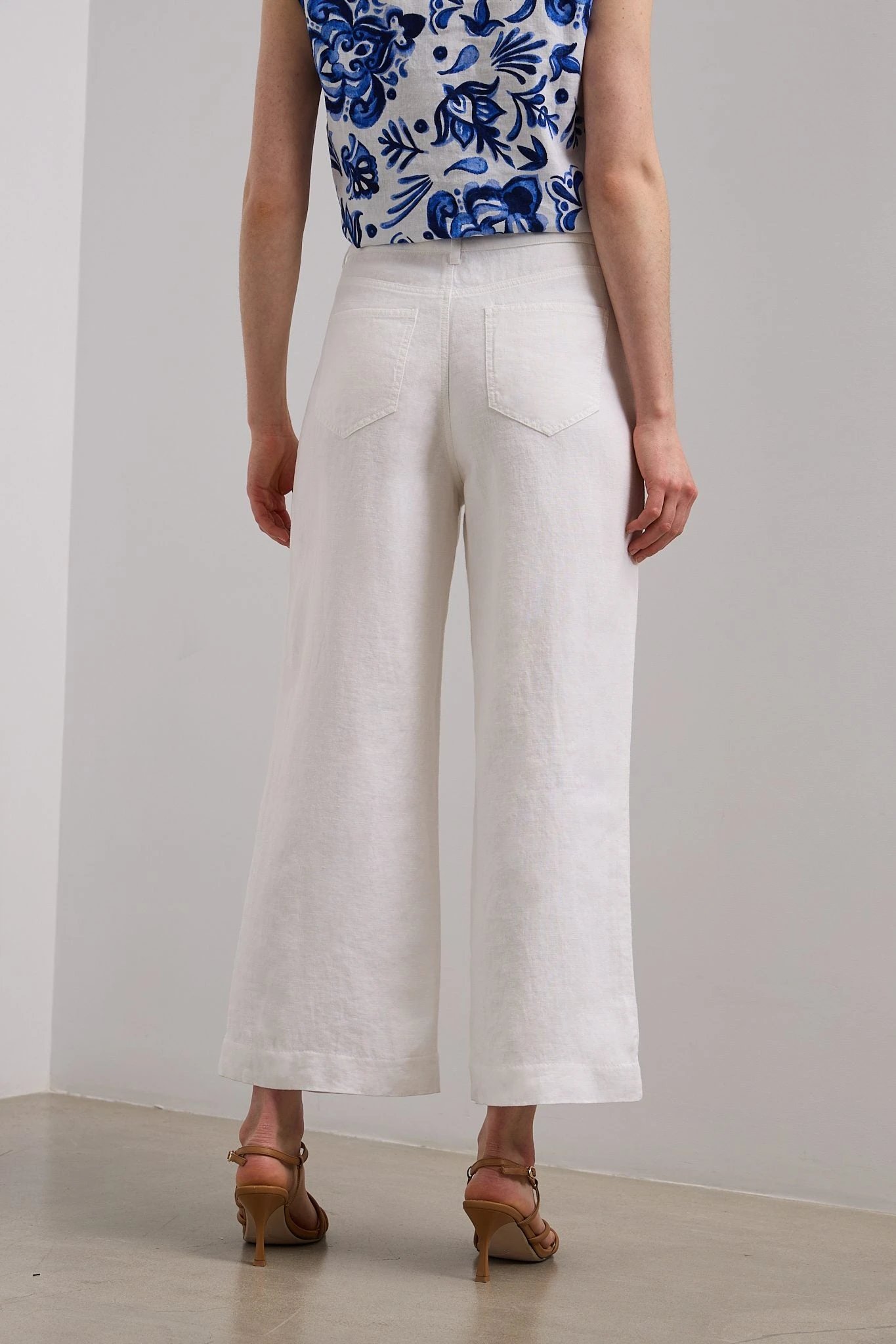 Wide Leg Crop High Waist Linen Pants - Image 9