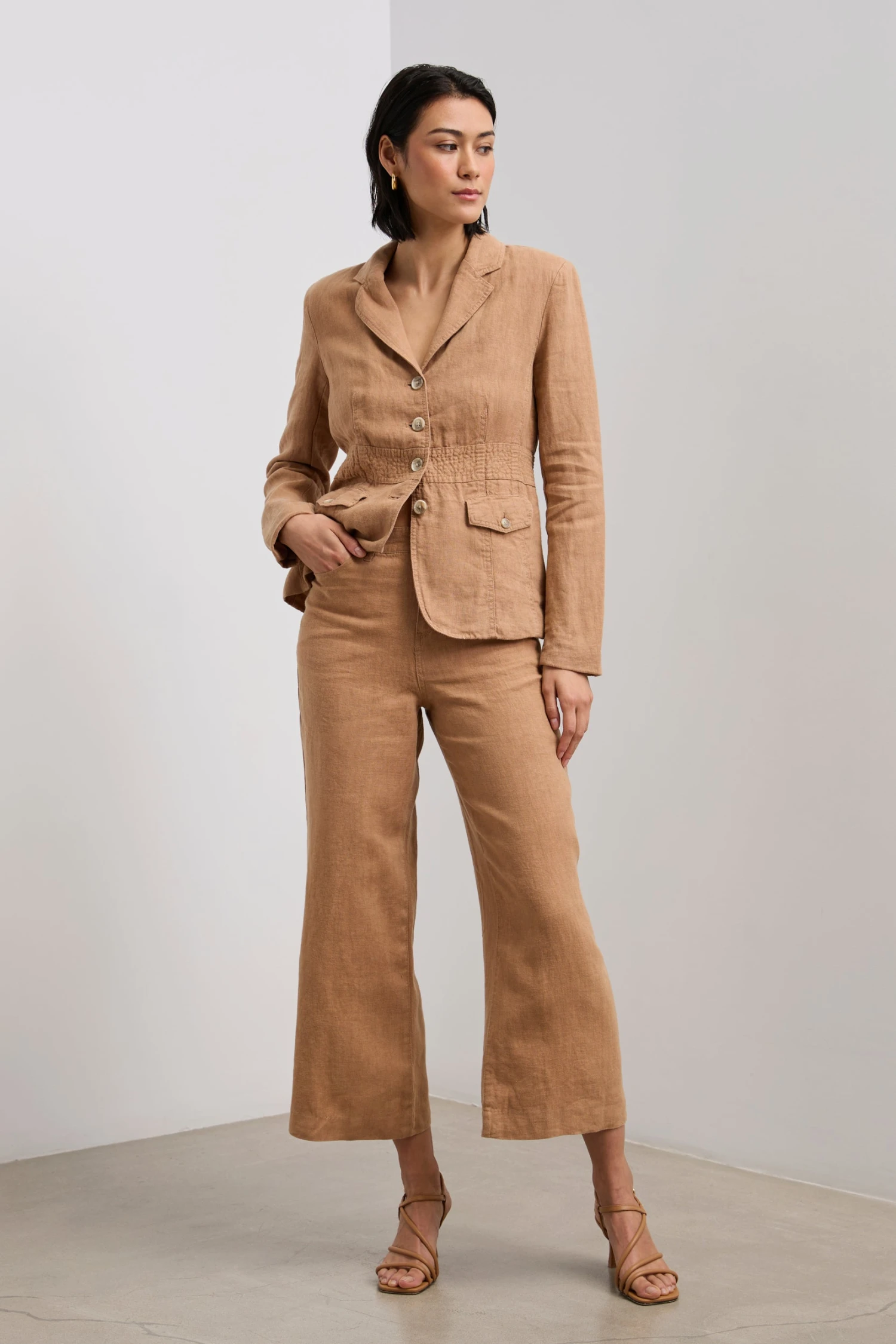 Wide Leg Crop High Waist Linen Pants