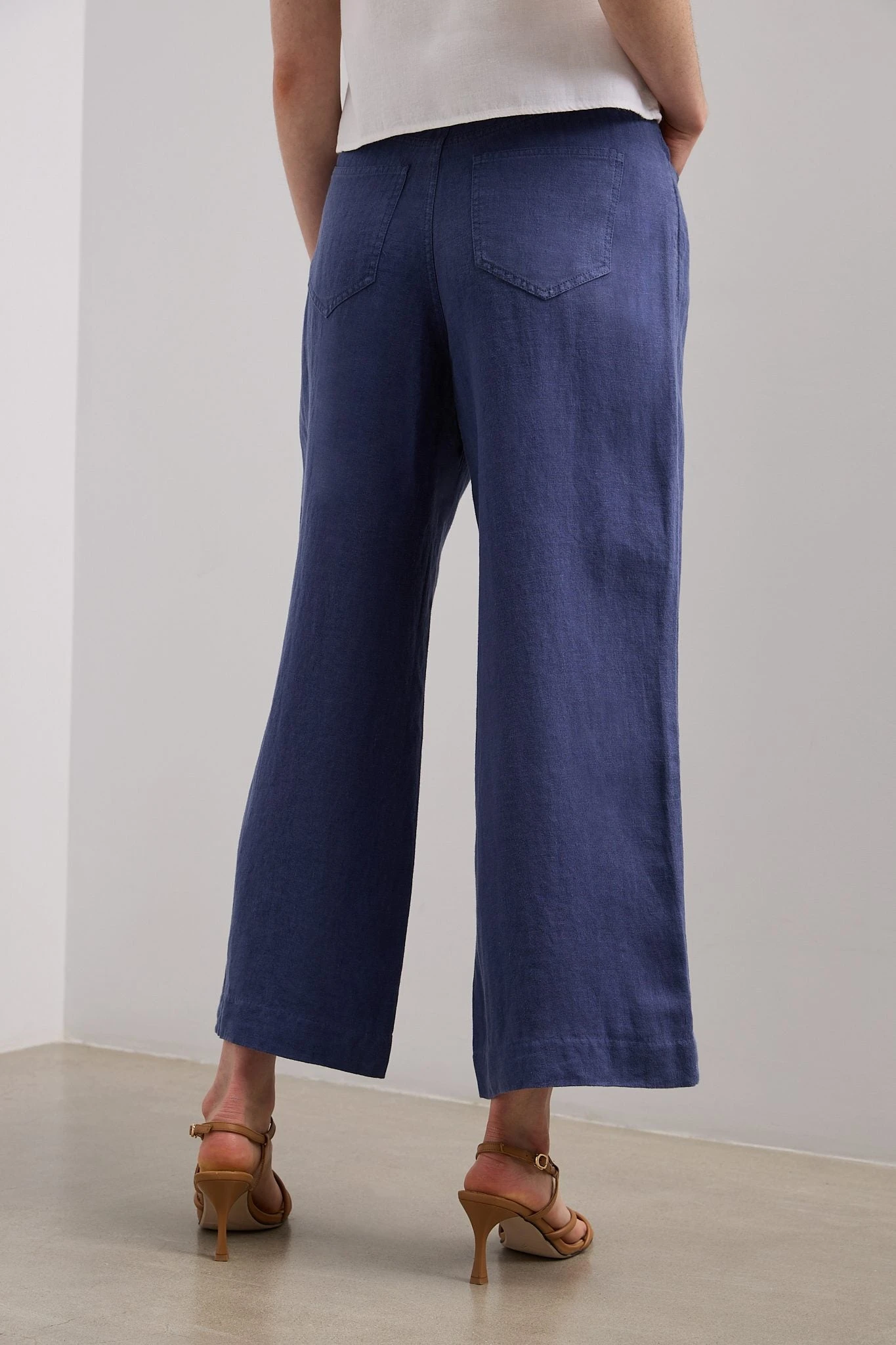 Wide Leg Crop High Waist Linen Pants - Image 7