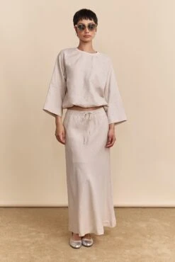 Linen Skirt With Elastic Waist