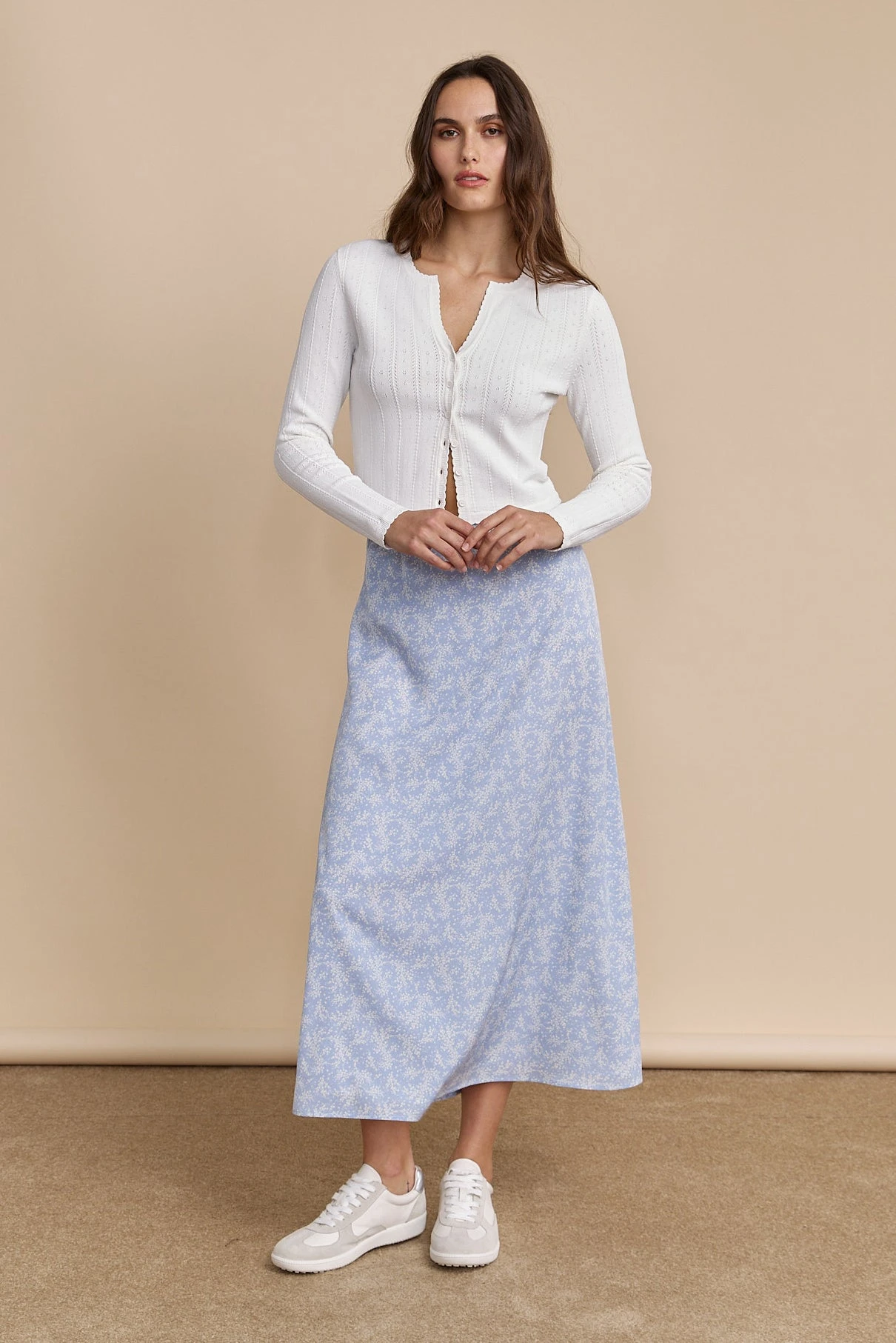 Floral Printed Skirt With Elastic Waist