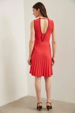 Fit & Flare Knit Dress With Open Back