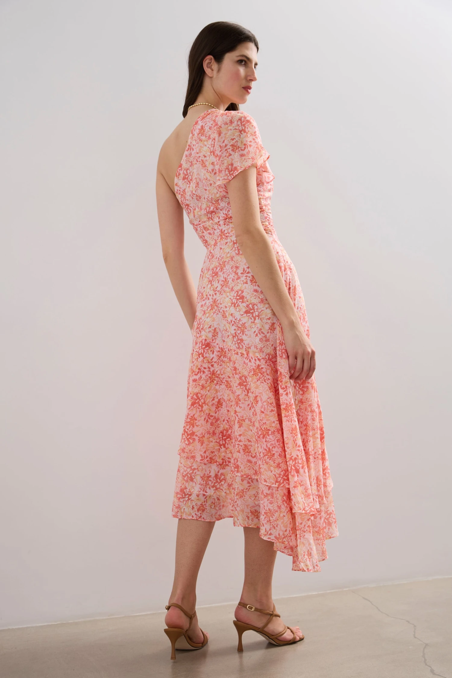 Floral Printed Asymmetric Fluid Dress - Image 2