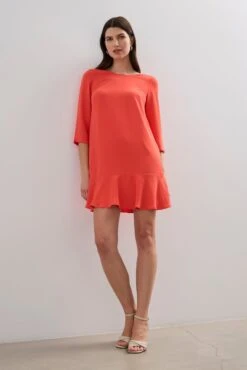 Straight Dress With Ruffled Bottom