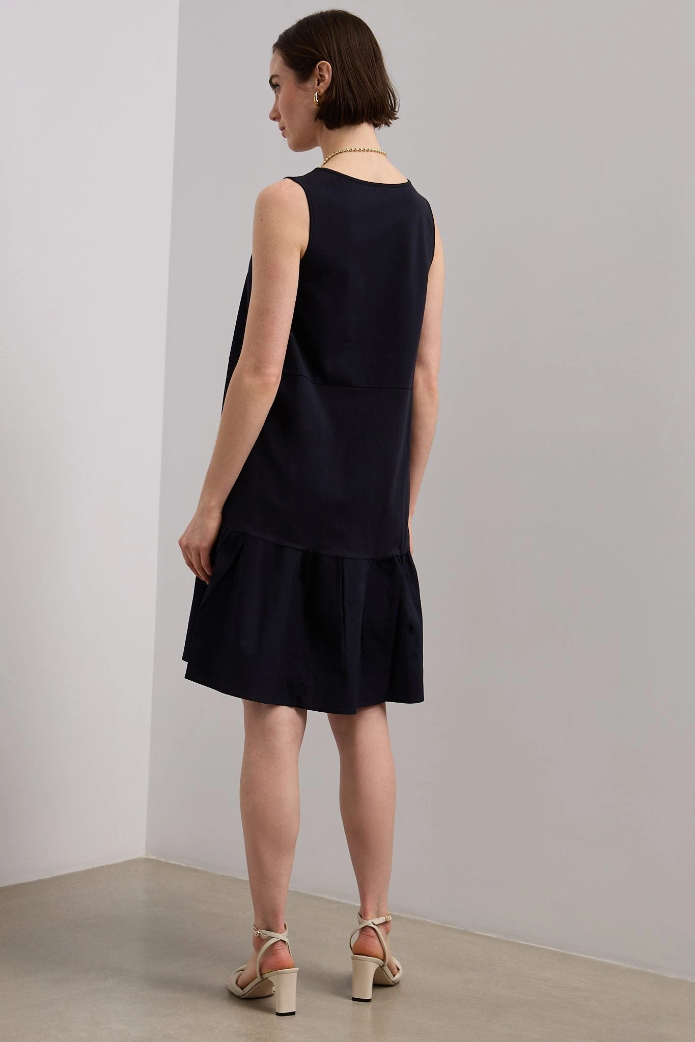 Jersey Dress With Poplin Frill - Image 2