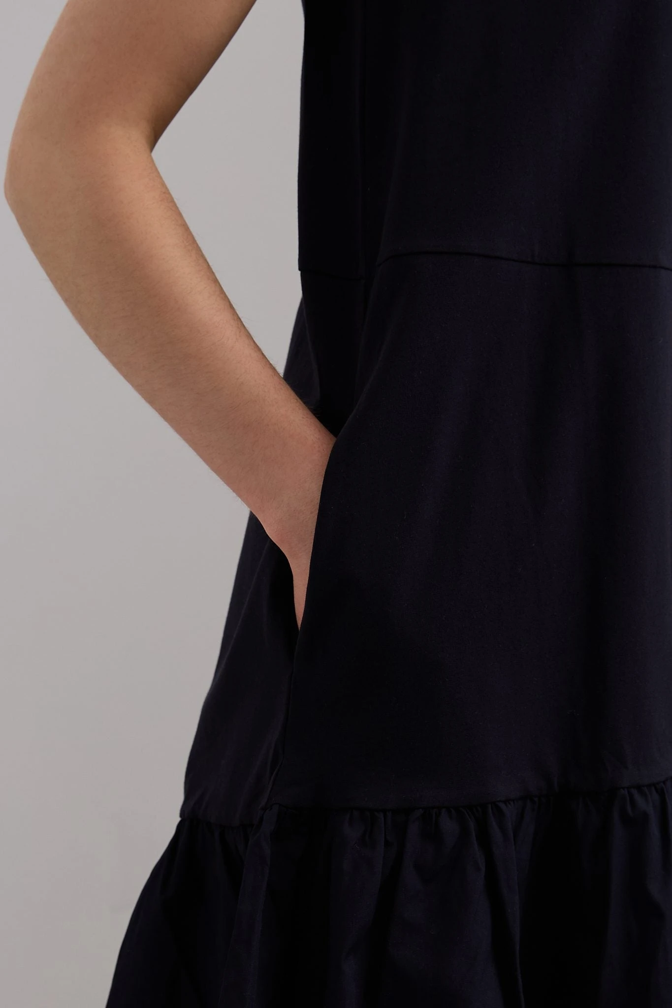 Jersey Dress With Poplin Frill - Image 3