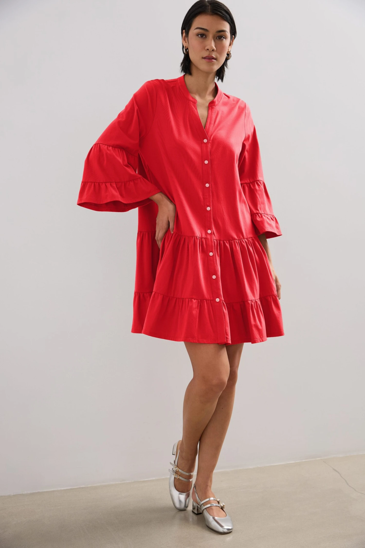 Jersey Dress With Frills