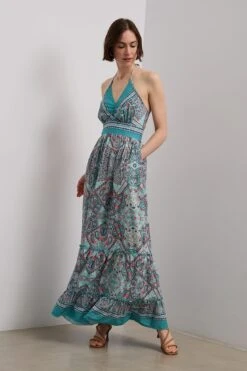 Printed Maxi Dress With Open Back