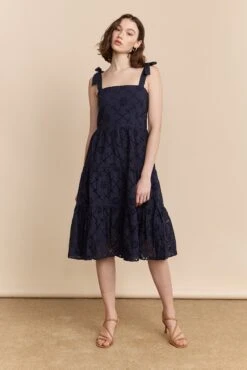 Navy Eyelet Dress
