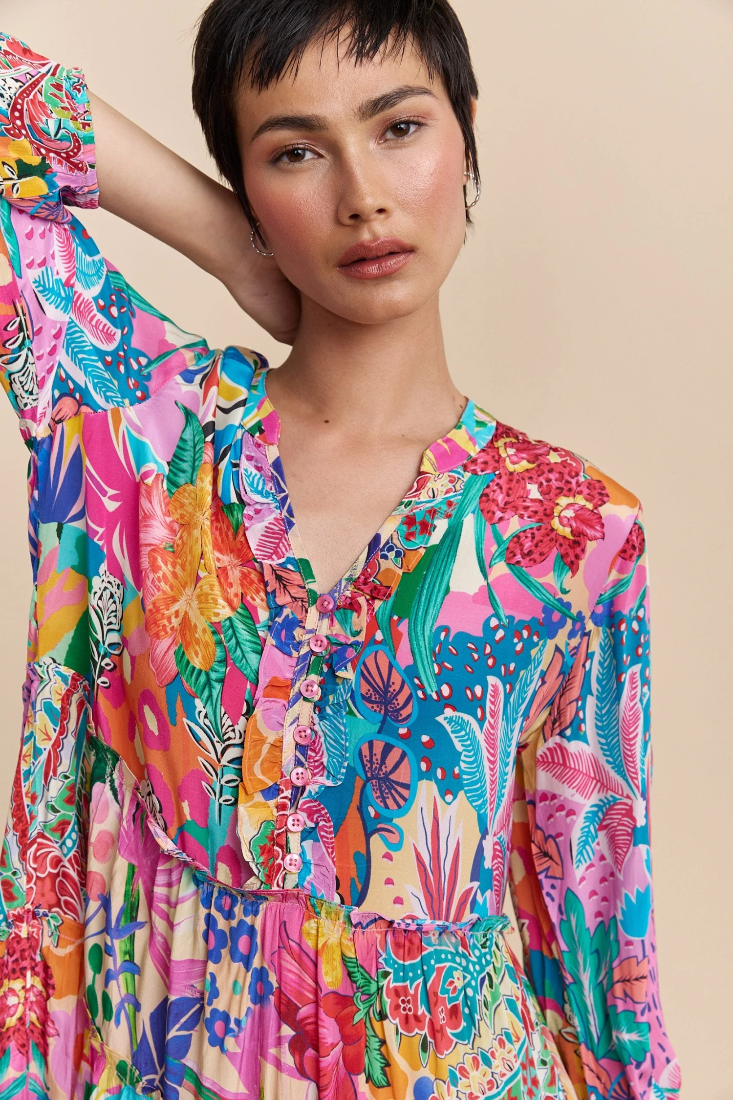 Botanical Print Fluid Dress - Image 3