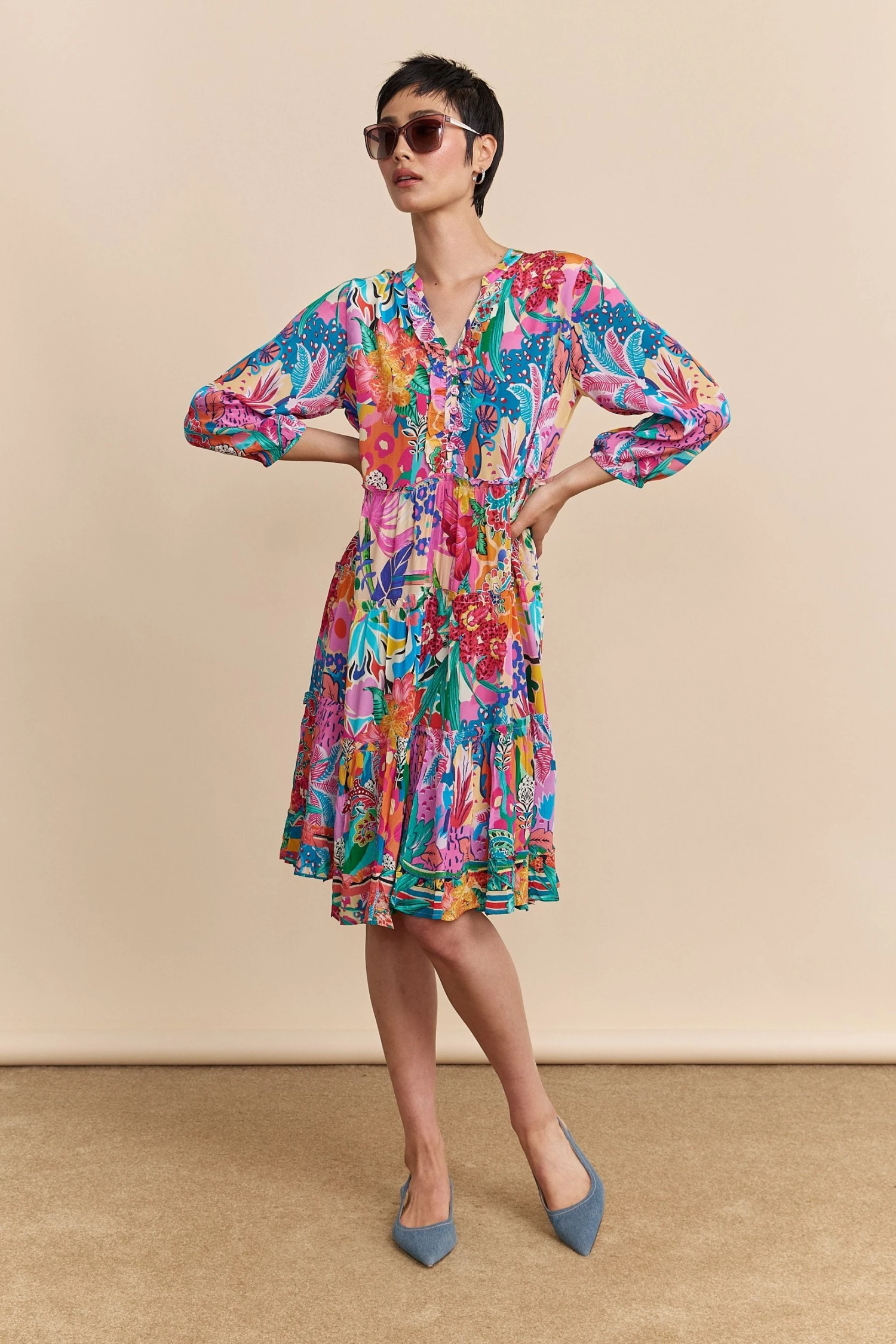 Botanical Print Fluid Dress - Image 4